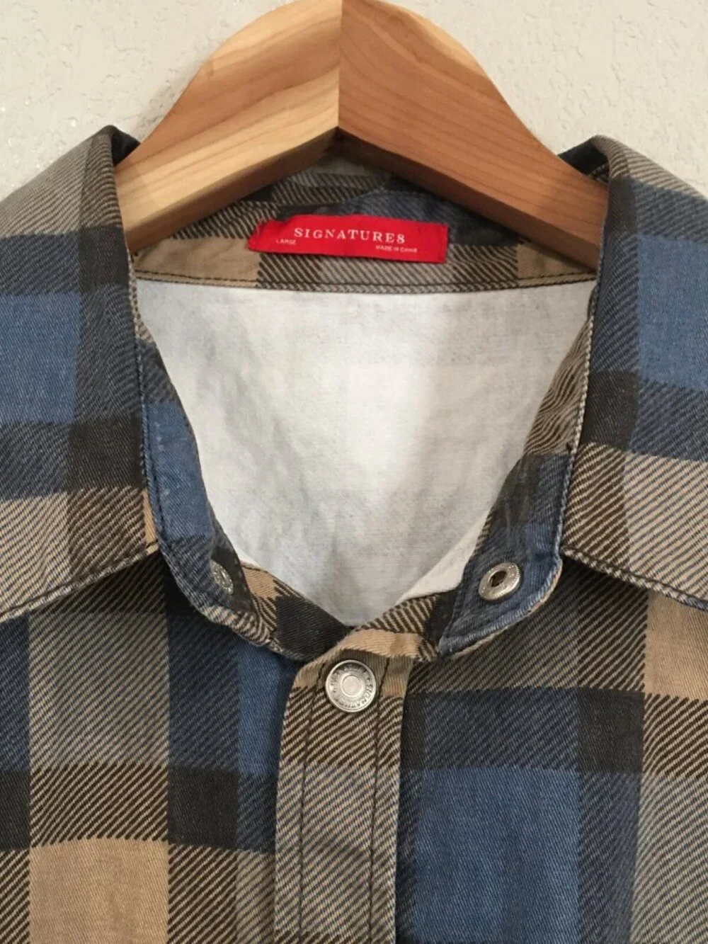 Vintage Signatures Men L Shirt Jacket Chore Denim Snap Button Y2K 100% Cotton
